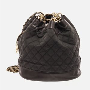 Chanel Black Canvas CC Chain Bucket Bag, Rare Vintage, Made in Italy